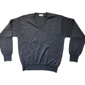 NWOT VTG Jacobsons Merino Wool Sweater Mens M Gray V Neck Made in Italy